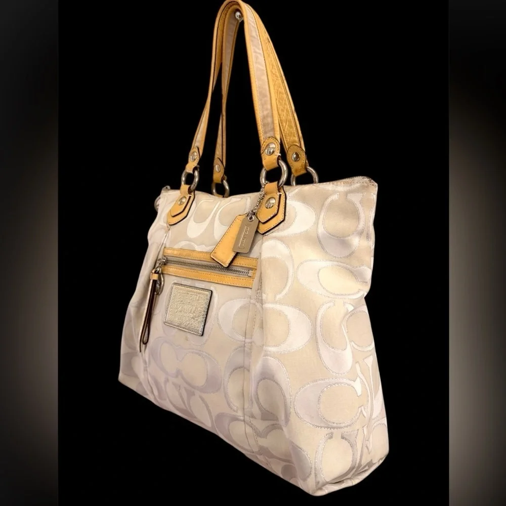 Coach Poppy Limited Edition Signature Sateen Glam Tote Bag - Picture 2 of 12